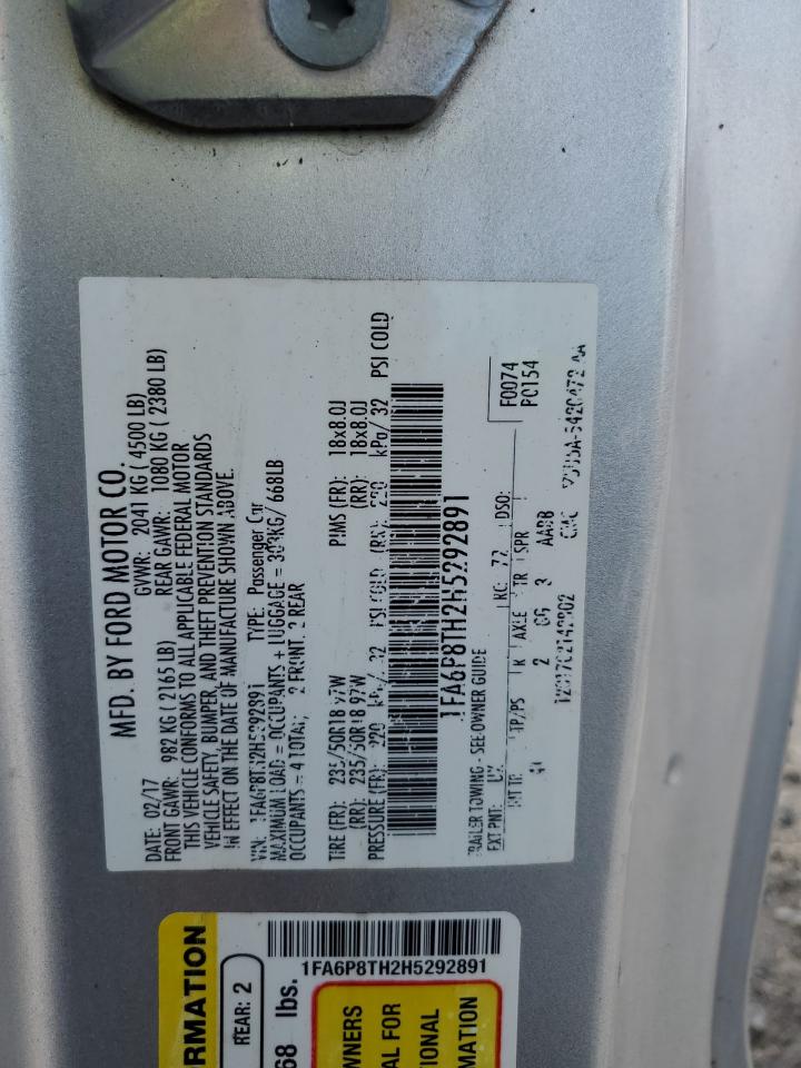 2017 Ford Mustang VIN: 1FA6P8TH2H5292891 Lot: 70983795