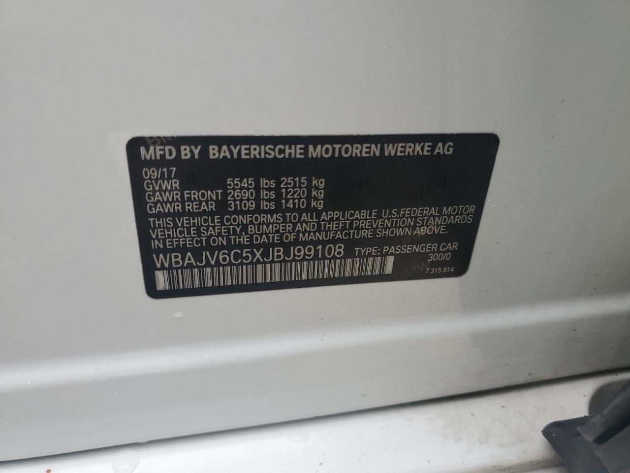 2018 BMW 640 Xigt VIN: WBAJV6C5XJBJ99108 Lot: 67278765