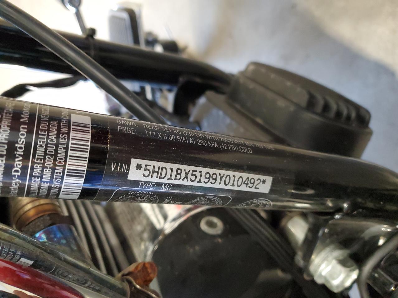 2009 Harley-Davidson Flstf VIN: 5HD1BX5199Y010492 Lot: 69208025