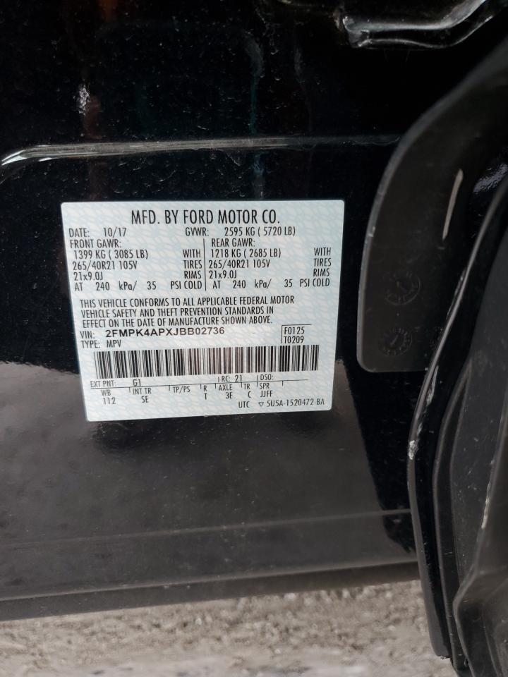 2018 Ford Edge Sport VIN: 2FMPK4APXJBB02736 Lot: 70723565