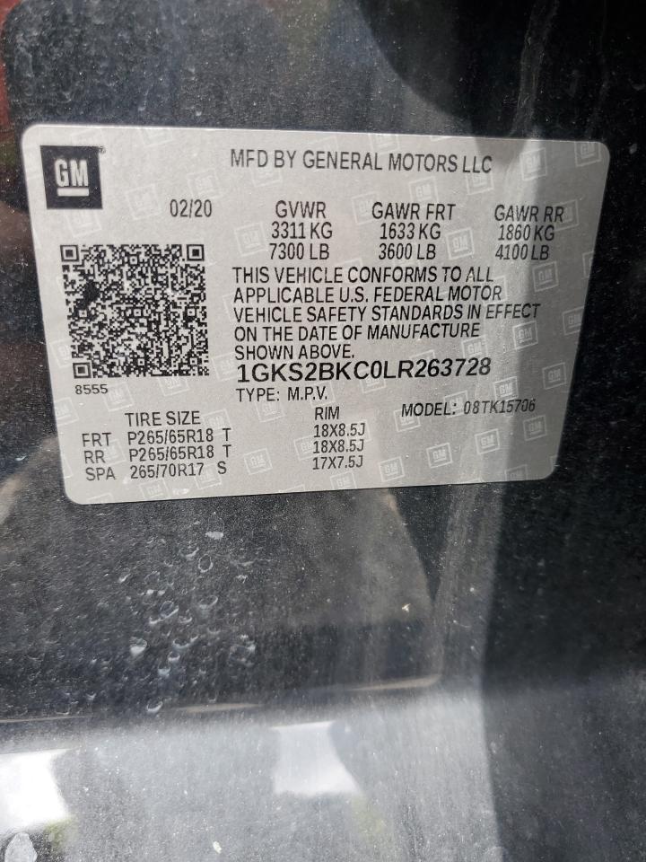 2020 GMC Yukon Slt VIN: 1GKS2BKC0LR263728 Lot: 69394365