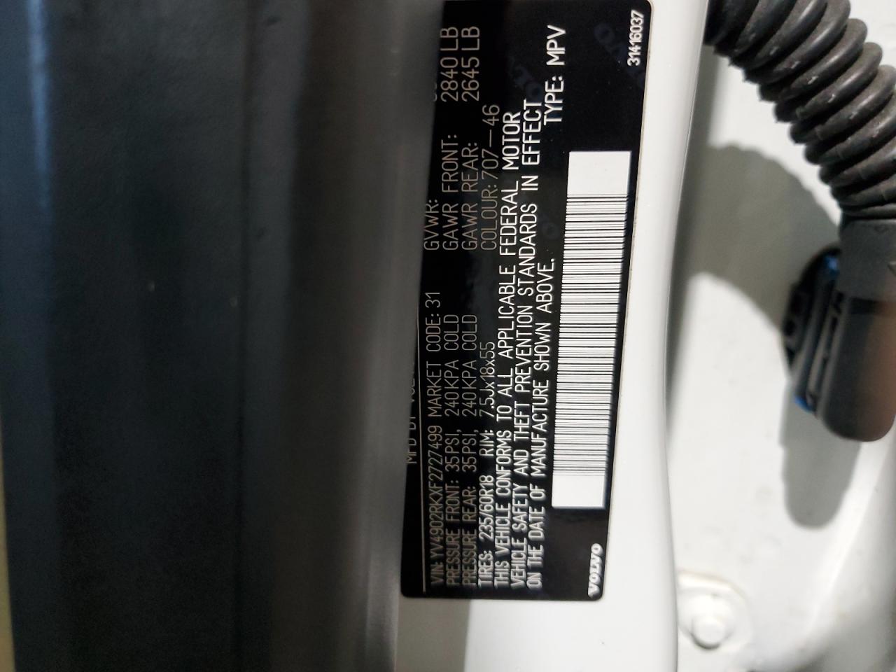 YV4902RKXF2727499 VOLVO XC60 2015 WHITE Photo 14