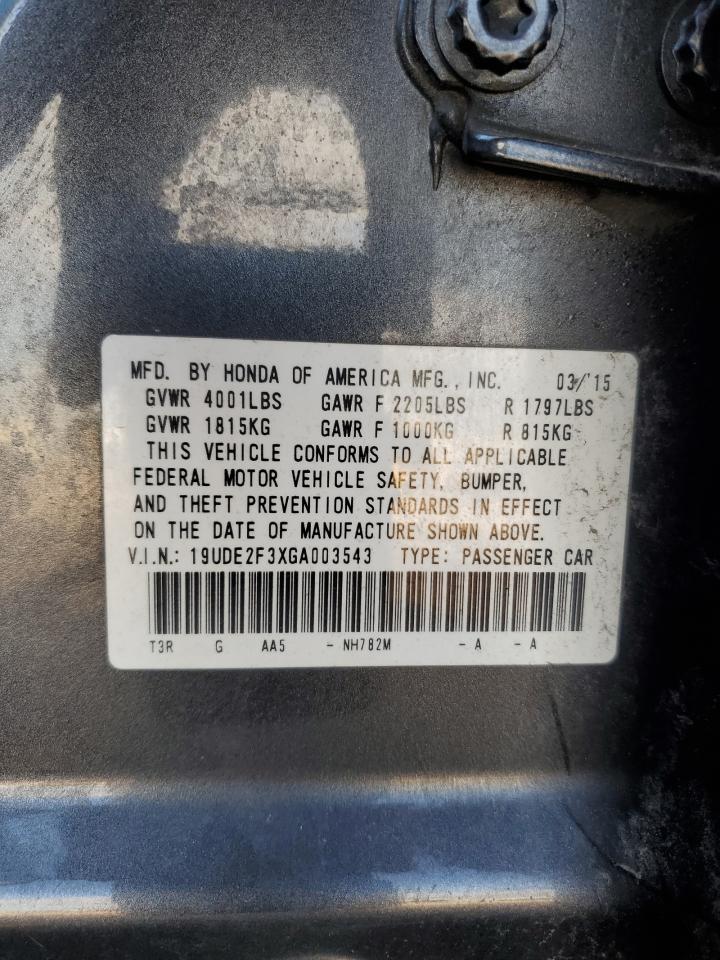 2016 Acura Ilx Base Watch Plus VIN: 19UDE2F3XGA003543 Lot: 69825945