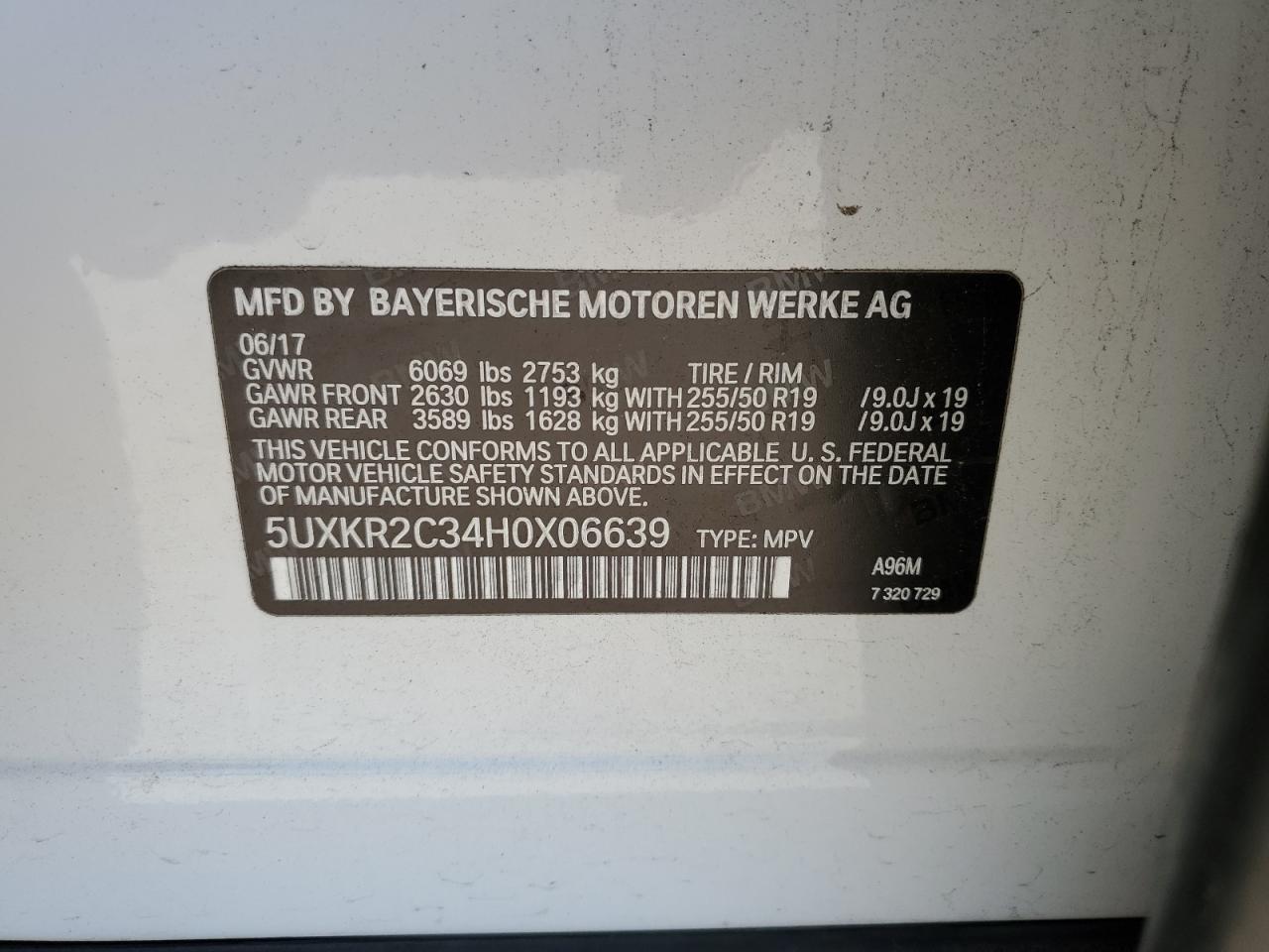 2017 BMW X5 Sdrive35I VIN: 5UXKR2C34H0X06639 Lot: 67262265