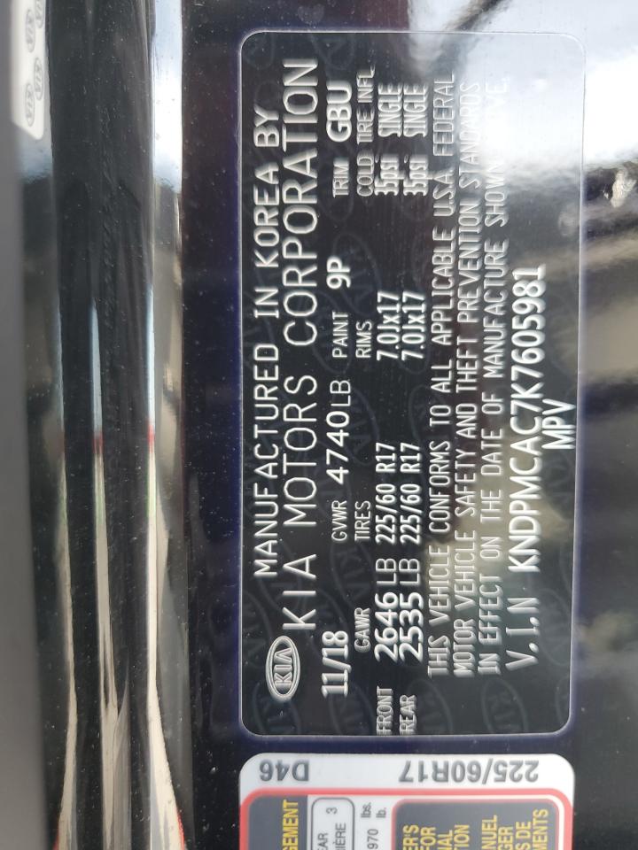 2019 Kia Sportage Lx VIN: KNDPMCAC7K7605981 Lot: 69243185