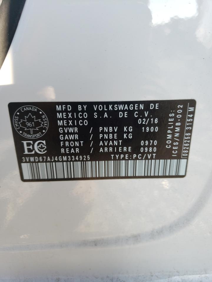 2016 Volkswagen Jetta Se VIN: 3VWD67AJ4GM334925 Lot: 69913275