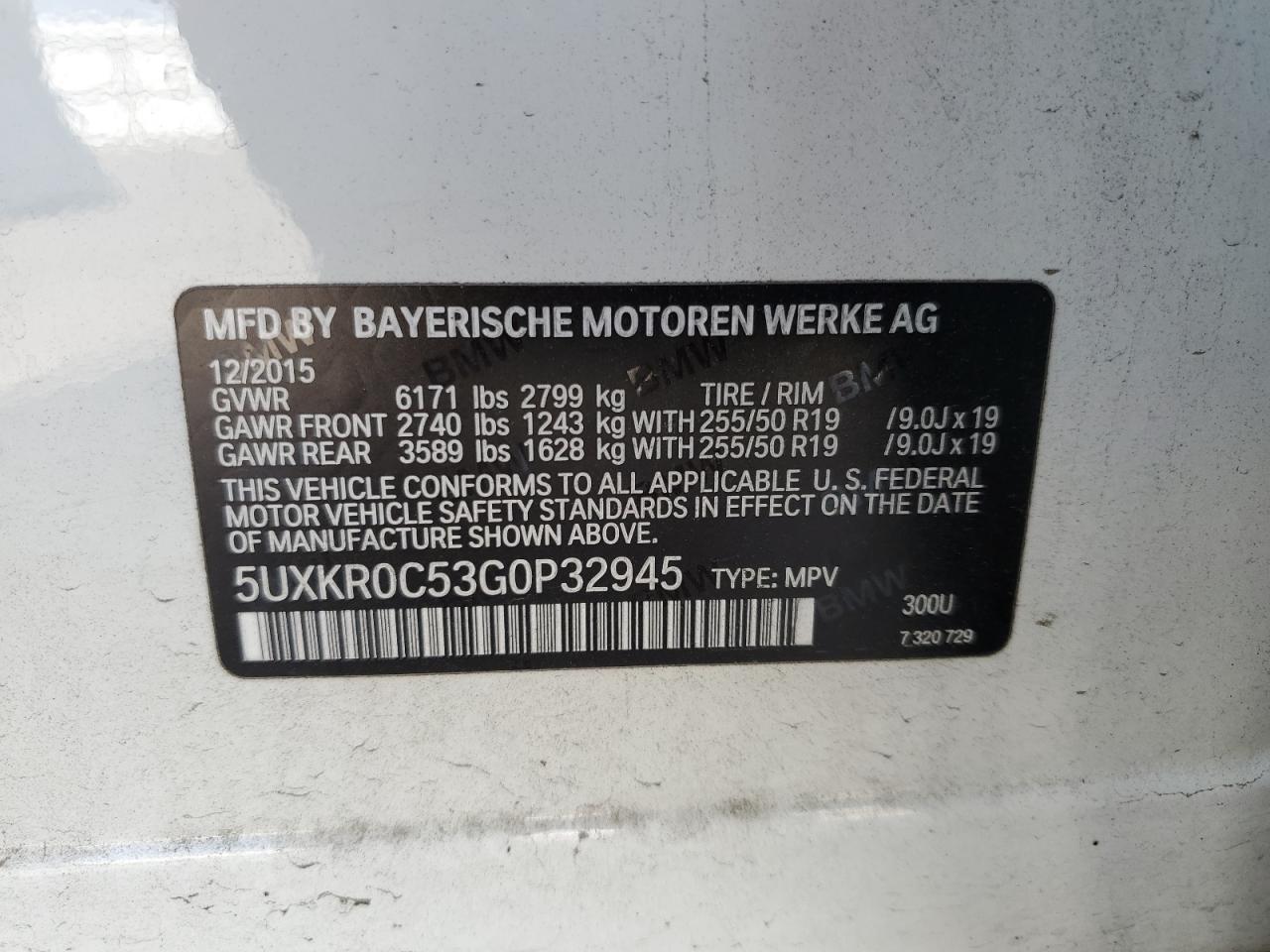 2016 BMW X5 xDrive35I VIN: 5UXKR0C53G0P32945 Lot: 70715715