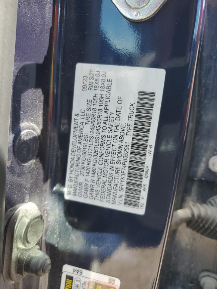 2023 Honda Ridgeline Rtl-E VIN: 5FPYK3F74PB052561 Lot: 69757425