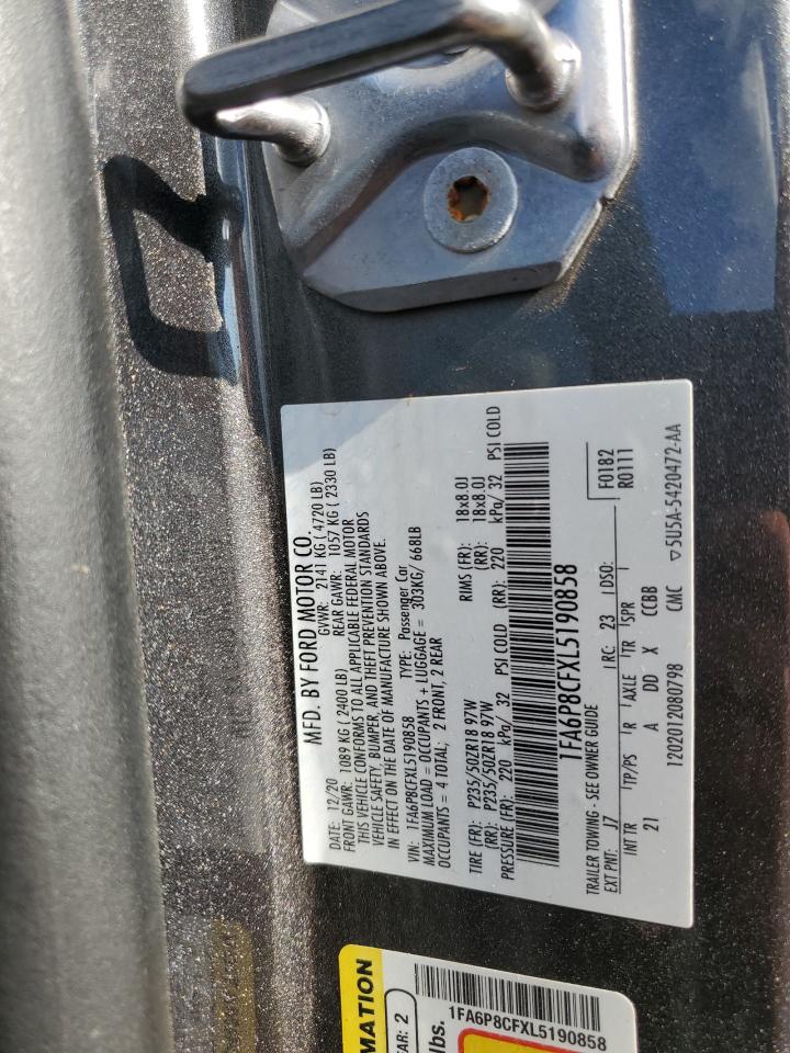 2020 Ford Mustang Gt VIN: 1FA6P8CFXL5190858 Lot: 70054125