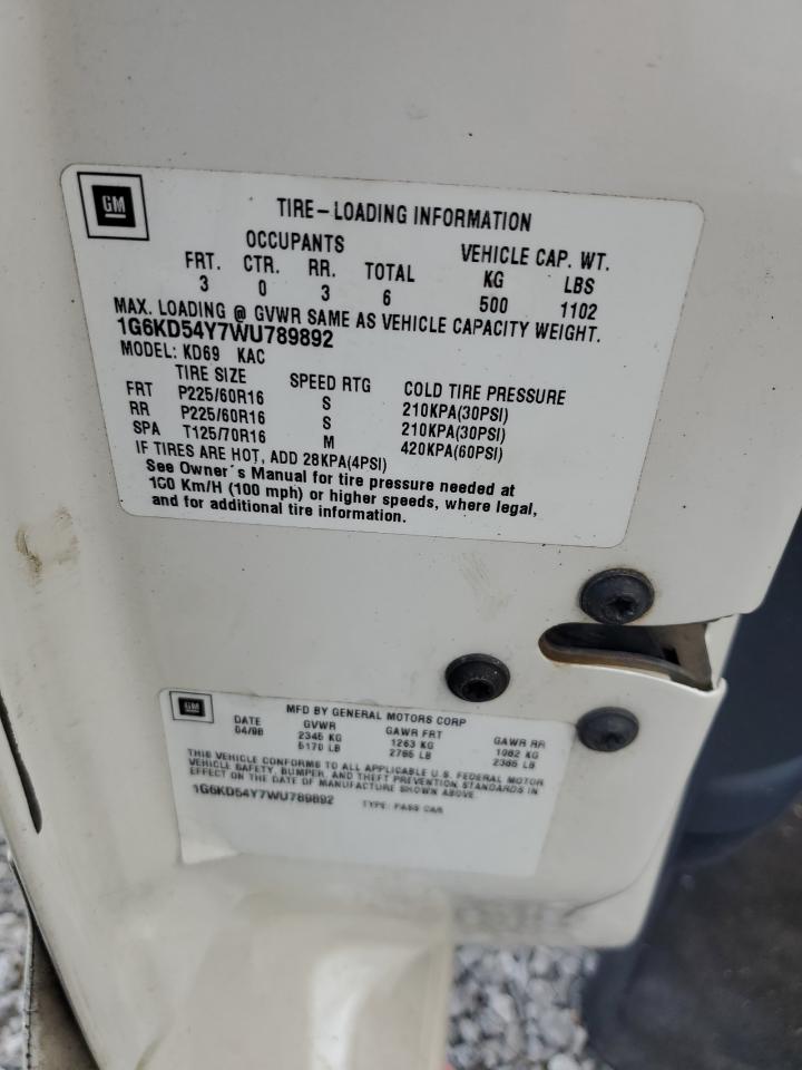 1998 Cadillac Deville VIN: 1G6KD54Y7WU789892 Lot: 69492005