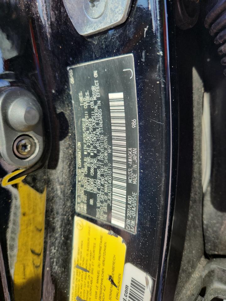 2004 Lexus Rx 330 VIN: JTJGA31U140018119 Lot: 68789375