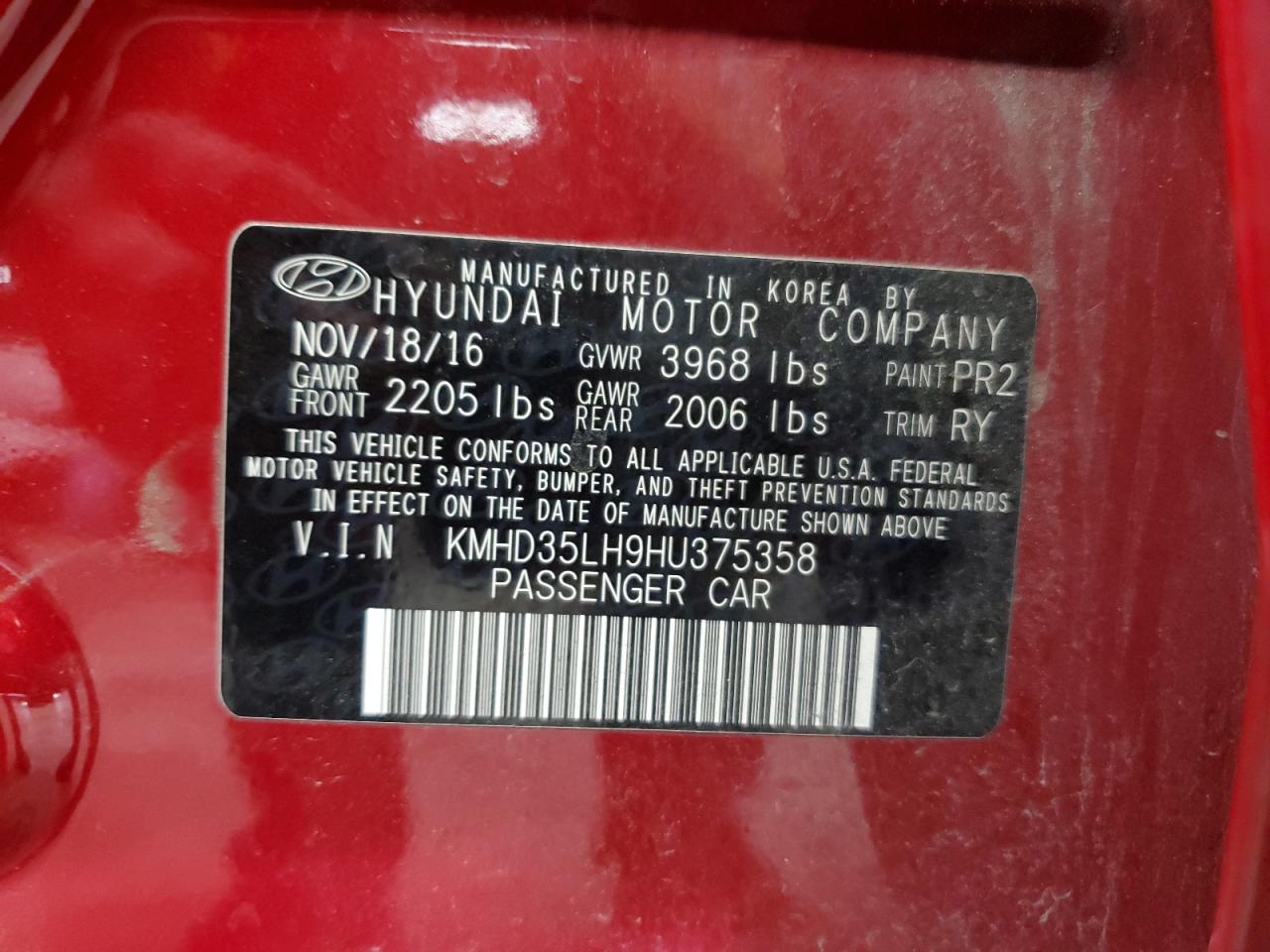 2017 Hyundai Elantra Gt VIN: KMHD35LH9HU375358 Lot: 69218975