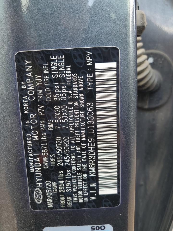 2020 Hyundai Palisade Sel VIN: KM8R3DHE9LU133063 Lot: 70951195