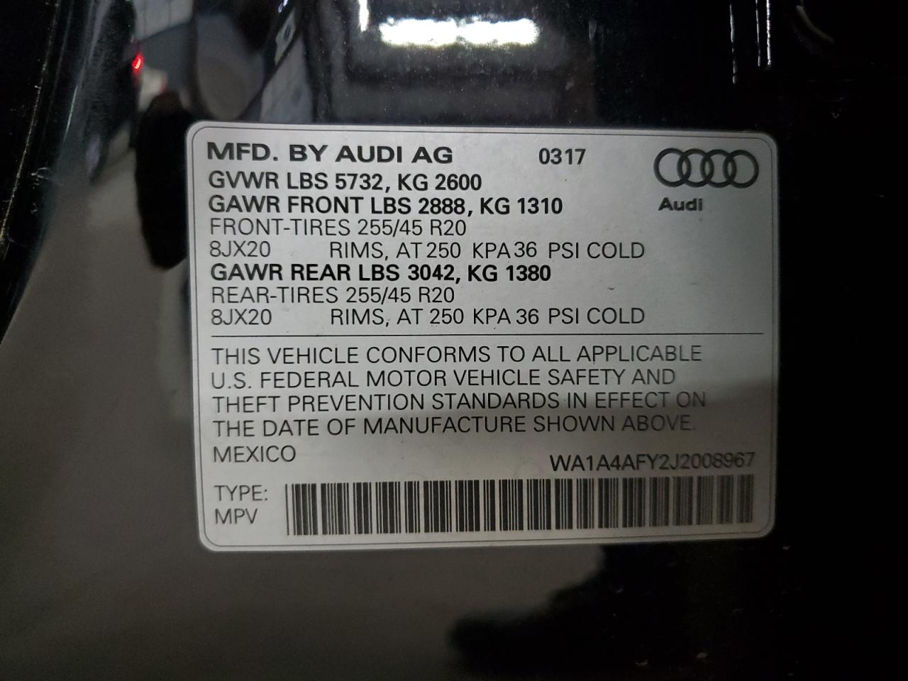2018 Audi Sq5 Premium Plus VIN: WA1A4AFY2J2008967 Lot: 69977385