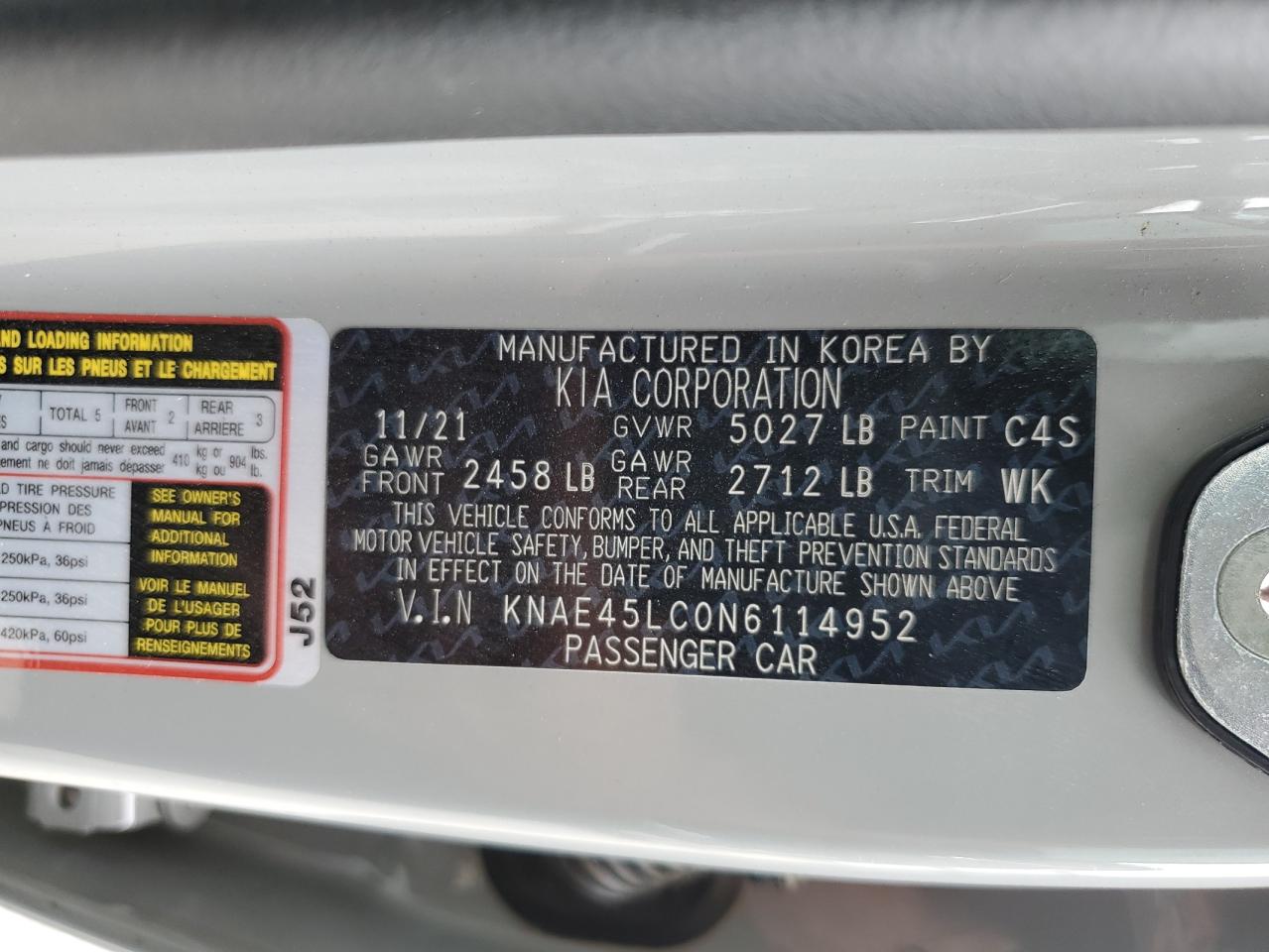 2022 Kia Stinger Gt1 VIN: KNAE45LC0N6114952 Lot: 67713785