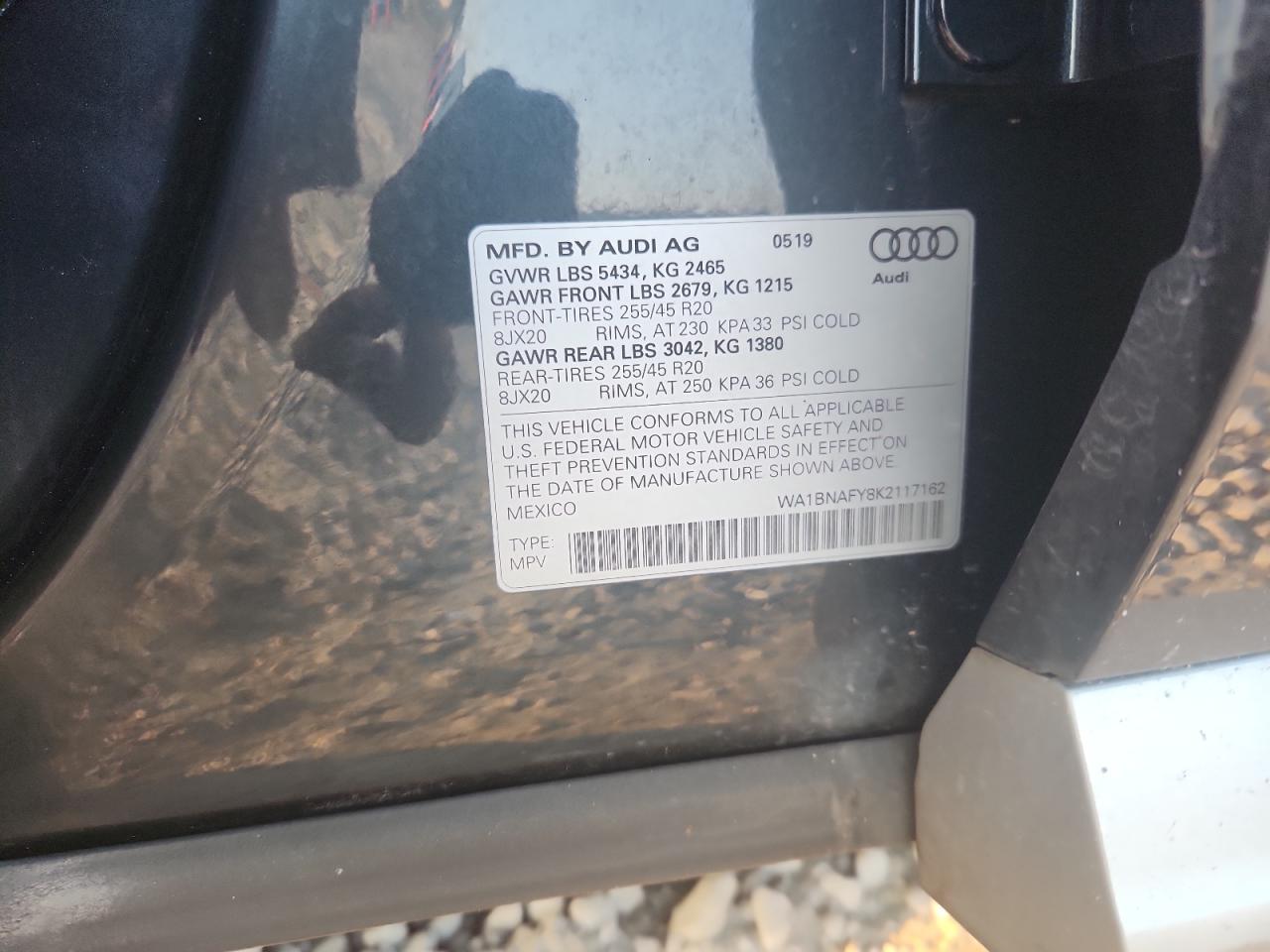 2019 Audi Q5 Premium Plus VIN: WA1BNAFY8K2117162 Lot: 69289415