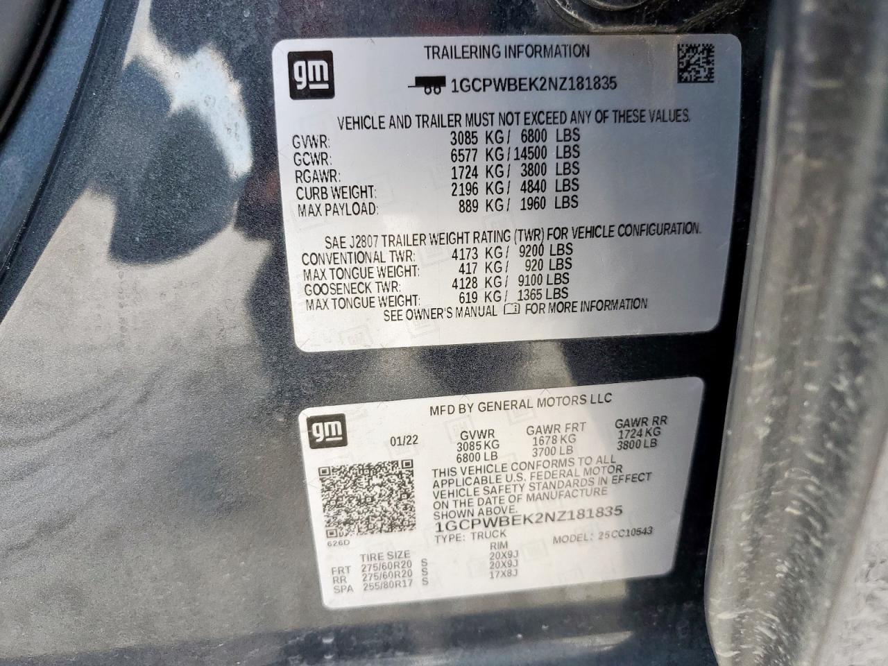 2022 Chevrolet Silverado Ltd C1500 Custom VIN: 1GCPWBEK2NZ181835 Lot: 68330115