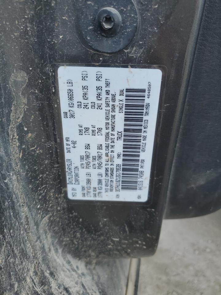 2002 Dodge Ram 1500 VIN: 3D7HU18Z12G179539 Lot: 68440785