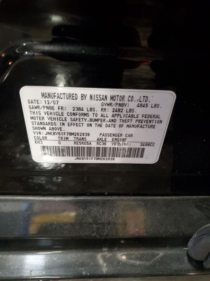 2008 Infiniti G35 VIN: JNKBV61F78M262939 Lot: 67939435