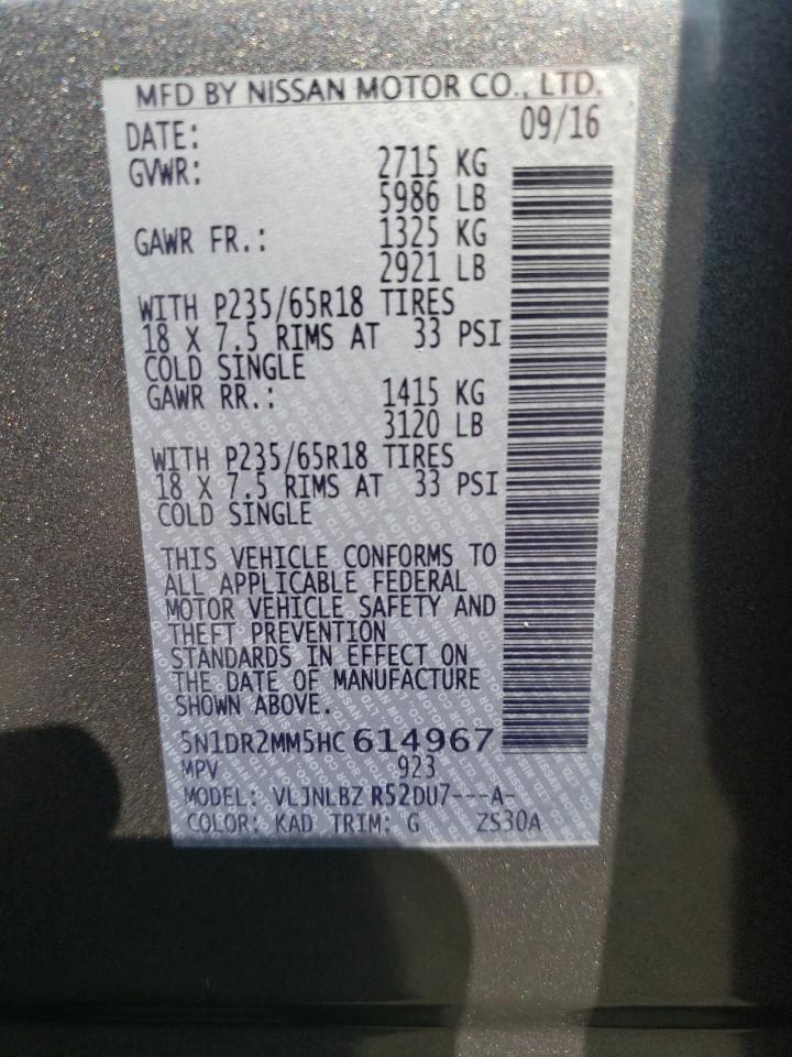 2017 Nissan Pathfinder S VIN: 5N1BV28U84N314352 Lot: 70375795