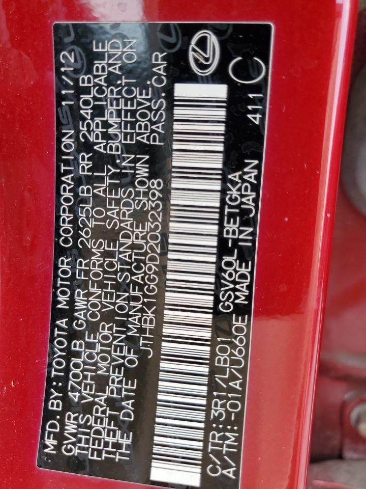 2013 Lexus Es 350 VIN: JTHBK1GG9D2032398 Lot: 67259965