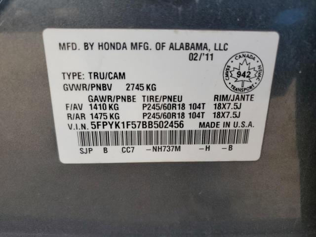 2011 HONDA RIDGELINE RTL  