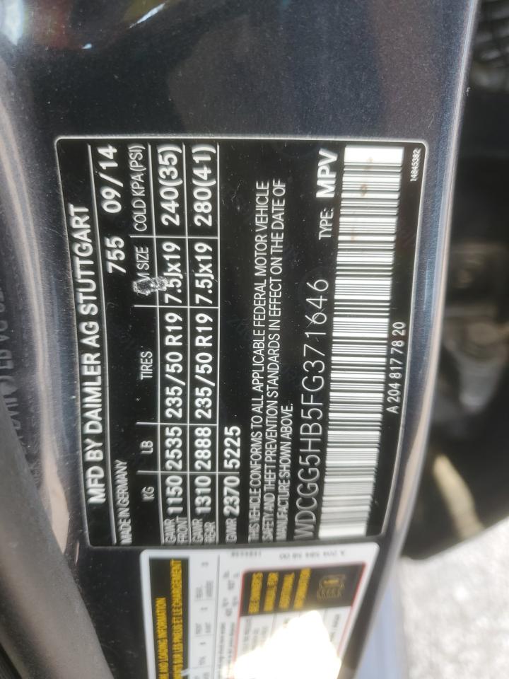 2015 Mercedes-Benz Glk 350 VIN: WDCGG5HB5FG371646 Lot: 68926235