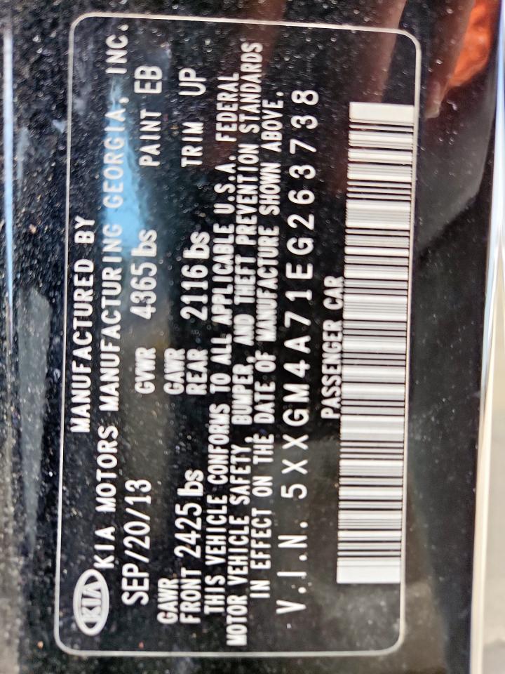 2014 Kia Optima Lx VIN: 5XXGM4A71EG263738 Lot: 69872045