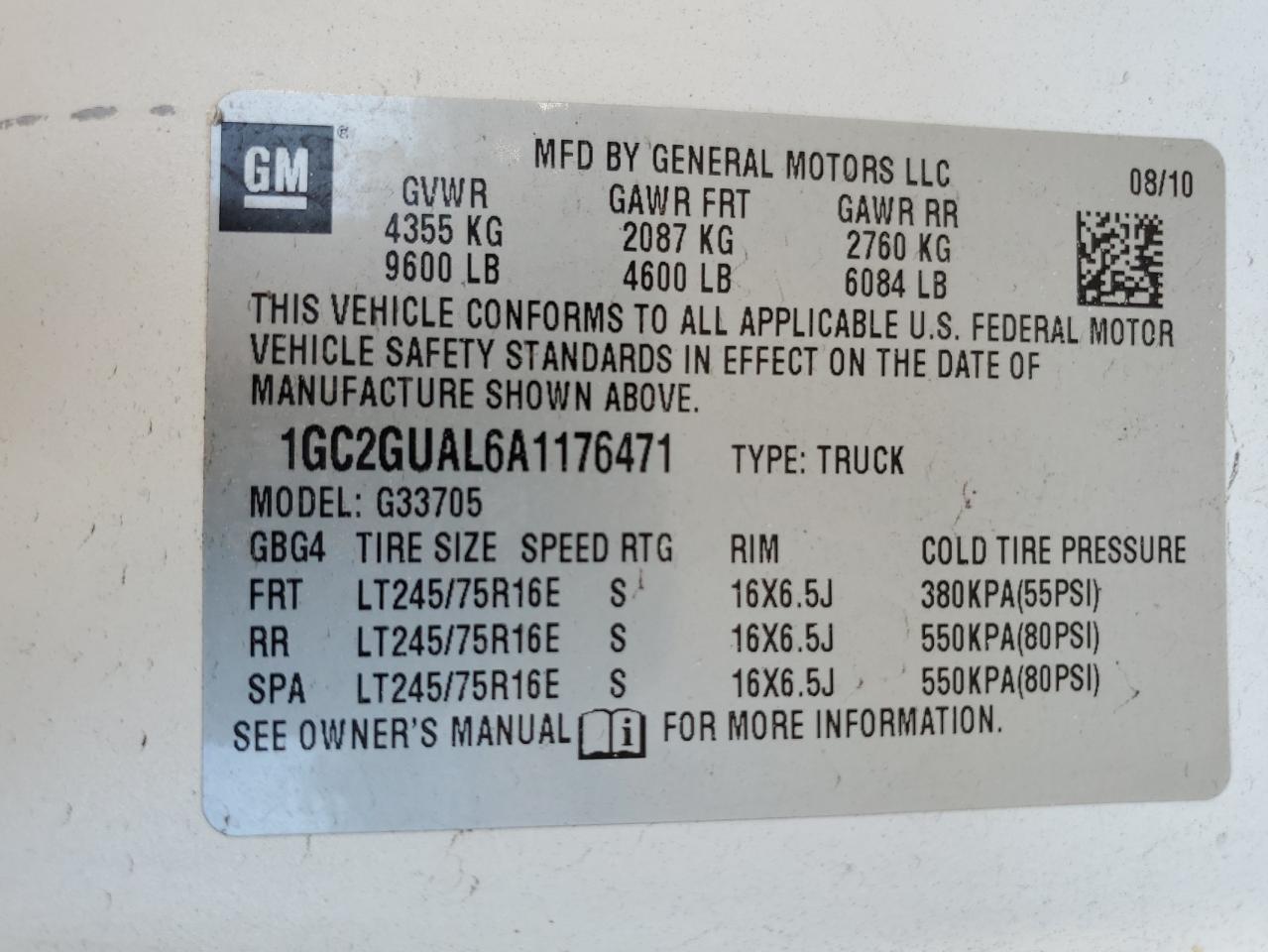 2010 Chevrolet Express G3500 VIN: 1GC2GUAL6A1176471 Lot: 70092215