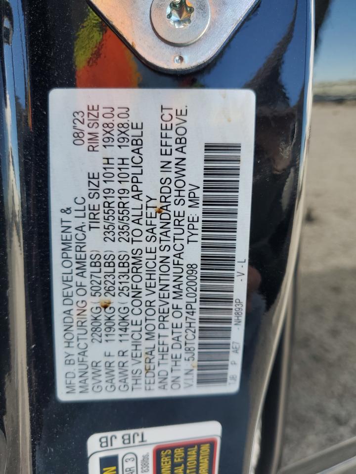 2023 Acura Rdx Advance VIN: 5J8TC2H74PL020098 Lot: 67820495