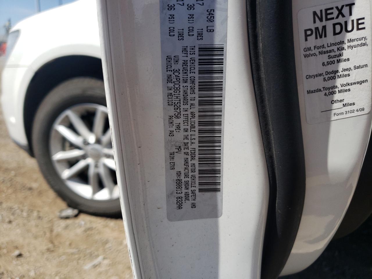 2017 Dodge Journey Sxt VIN: 3C4PDCBG1HT526750 Lot: 69789235
