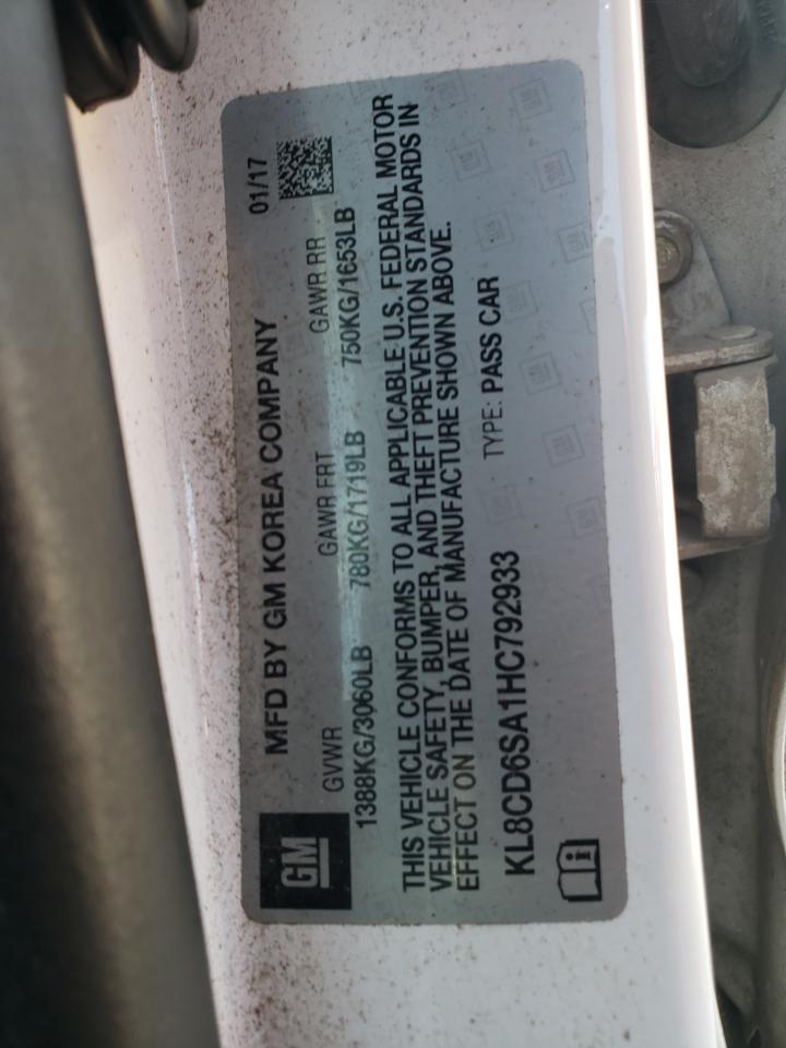 2017 Chevrolet Spark 1Lt VIN: KL8CD6SA1HC792933 Lot: 69651775