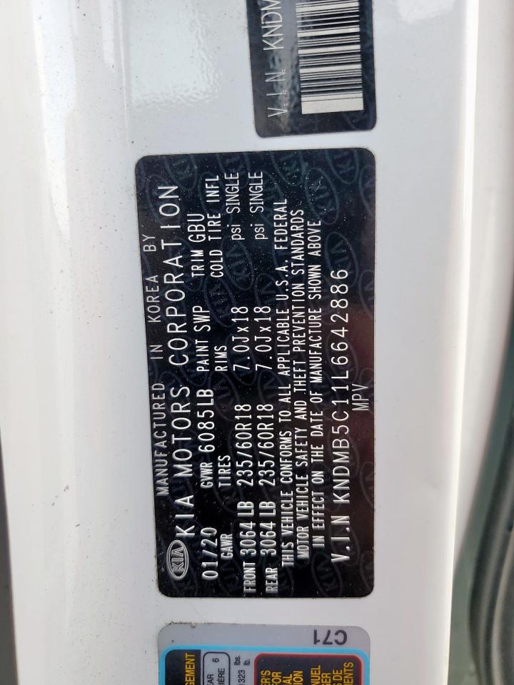 2020 Kia Sedona Lx VIN: KNDMB5C11L6642886 Lot: 69069135