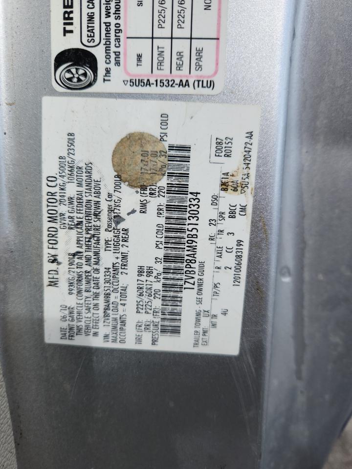 2011 Ford Mustang VIN: 1ZVBP8AM9B5130334 Lot: 70563575