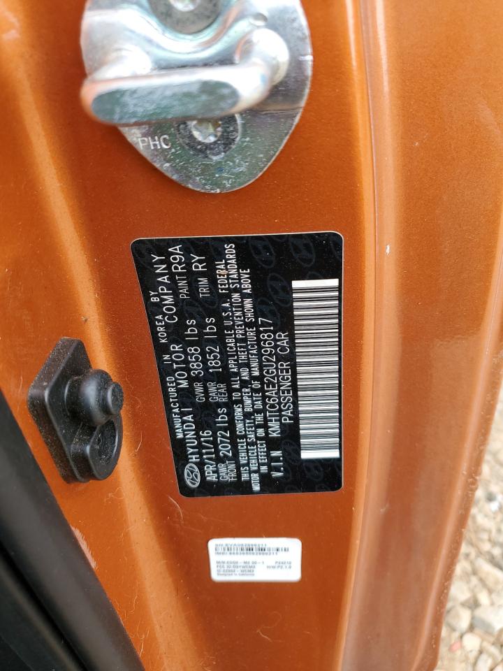 2016 Hyundai Veloster Turbo VIN: KMHTC6AE2GU296817 Lot: 67800525