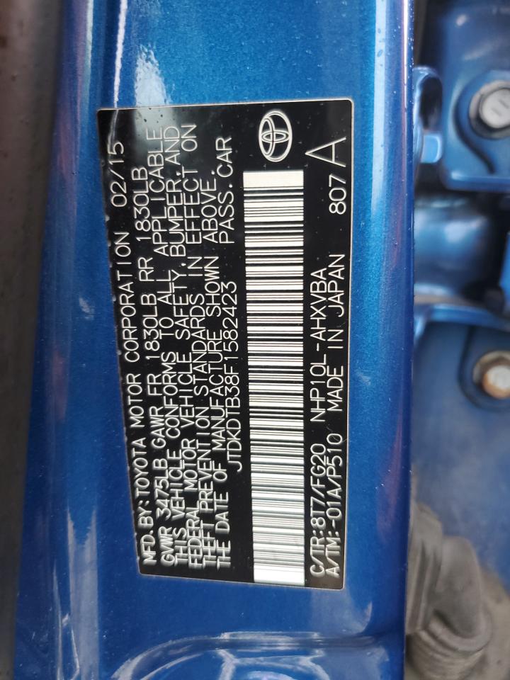 2015 Toyota Prius C VIN: JTDKDTB38F1582423 Lot: 69512545