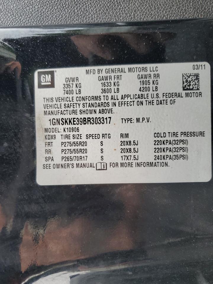 2011 Chevrolet Suburban K1500 Ltz VIN: 1GNSKKE39BR303317 Lot: 68696065