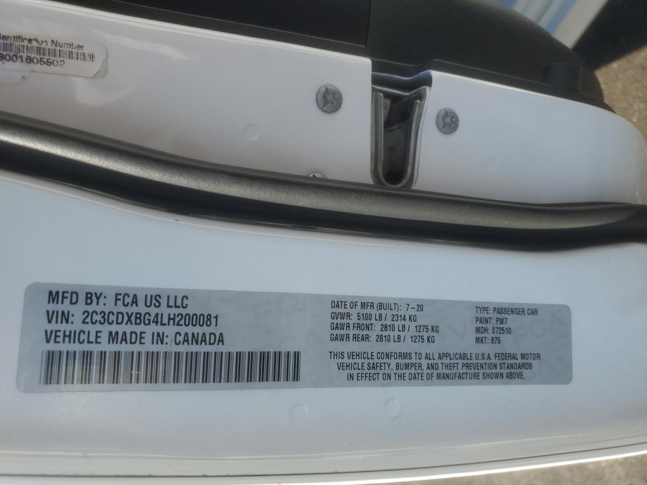 2020 Dodge Charger Sxt VIN: 2C3CDXBG4LH200081 Lot: 70602735