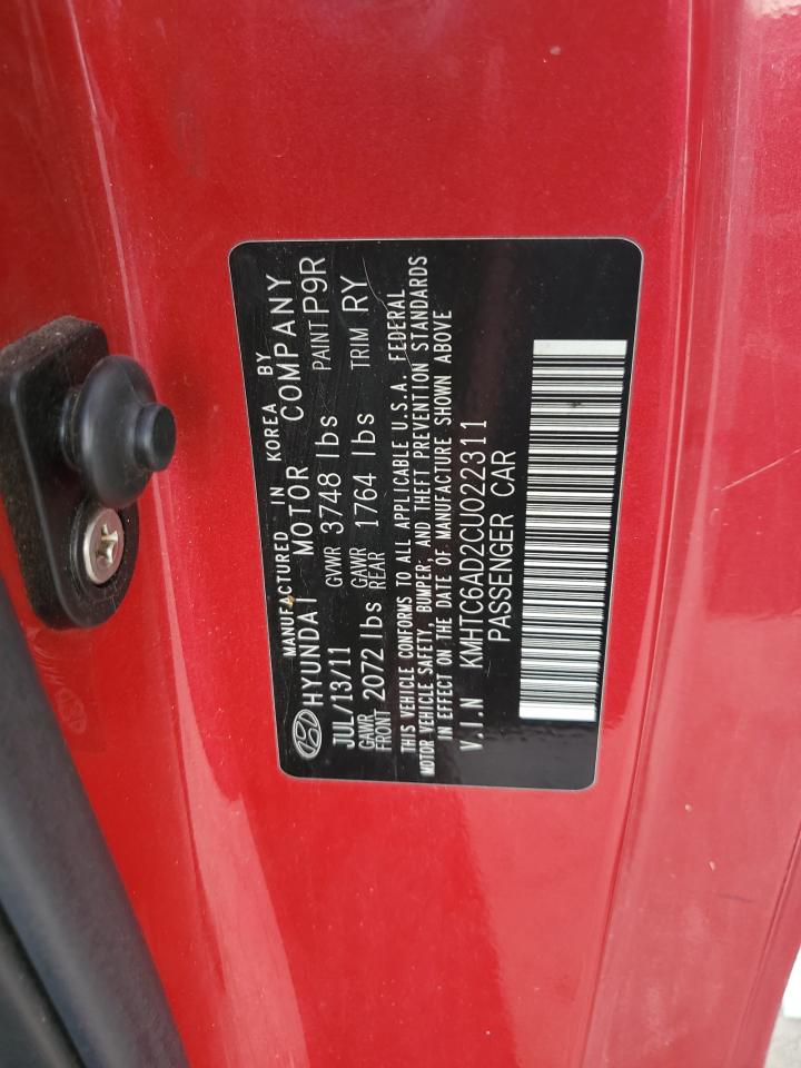 2012 Hyundai Veloster VIN: KMHTC6AD2CU022311 Lot: 69570585