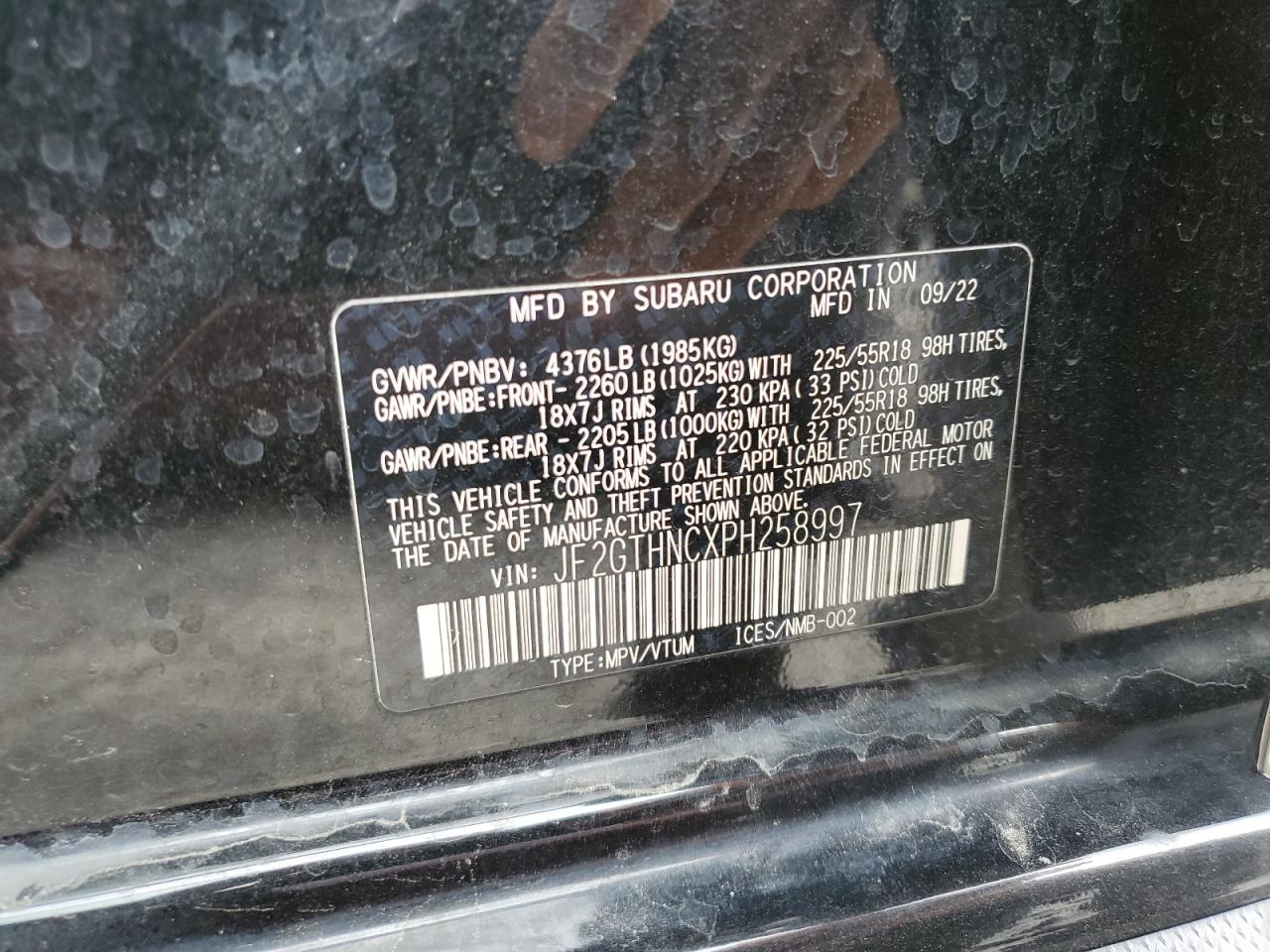 2023 Subaru Crosstrek VIN: JF2GTHNCXPH258997 Lot: 69436335