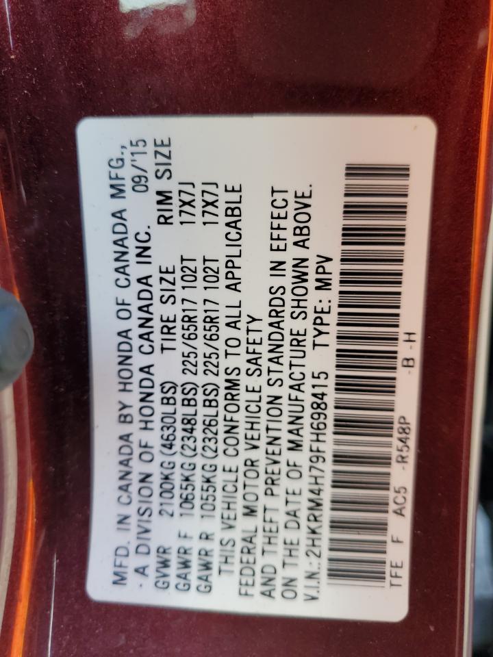 2015 Honda Cr-V Exl VIN: 2HKRM4H79FH698415 Lot: 68848325