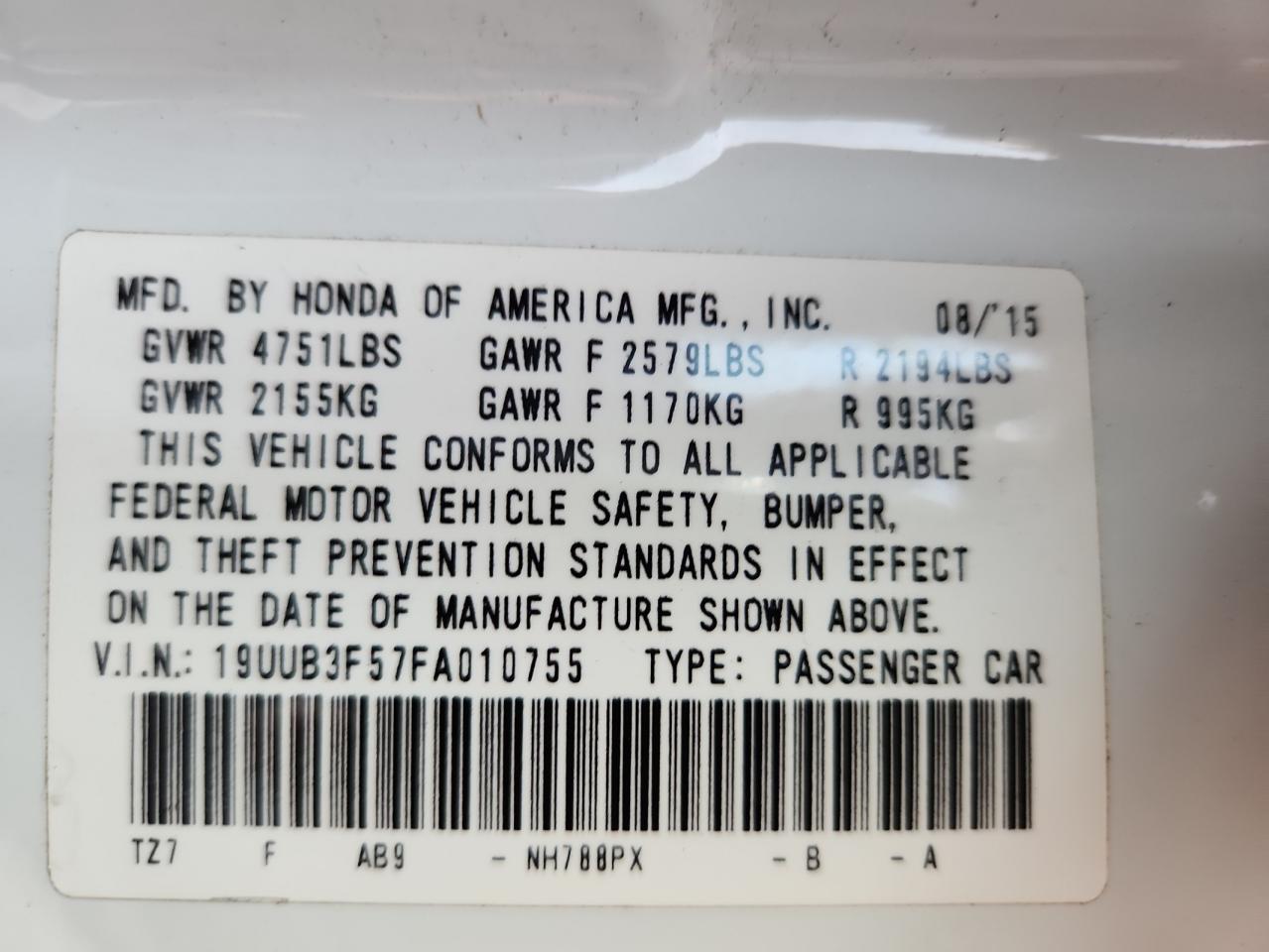 2015 Acura Tlx Tech VIN: 19UUB3F57FA010755 Lot: 70451095