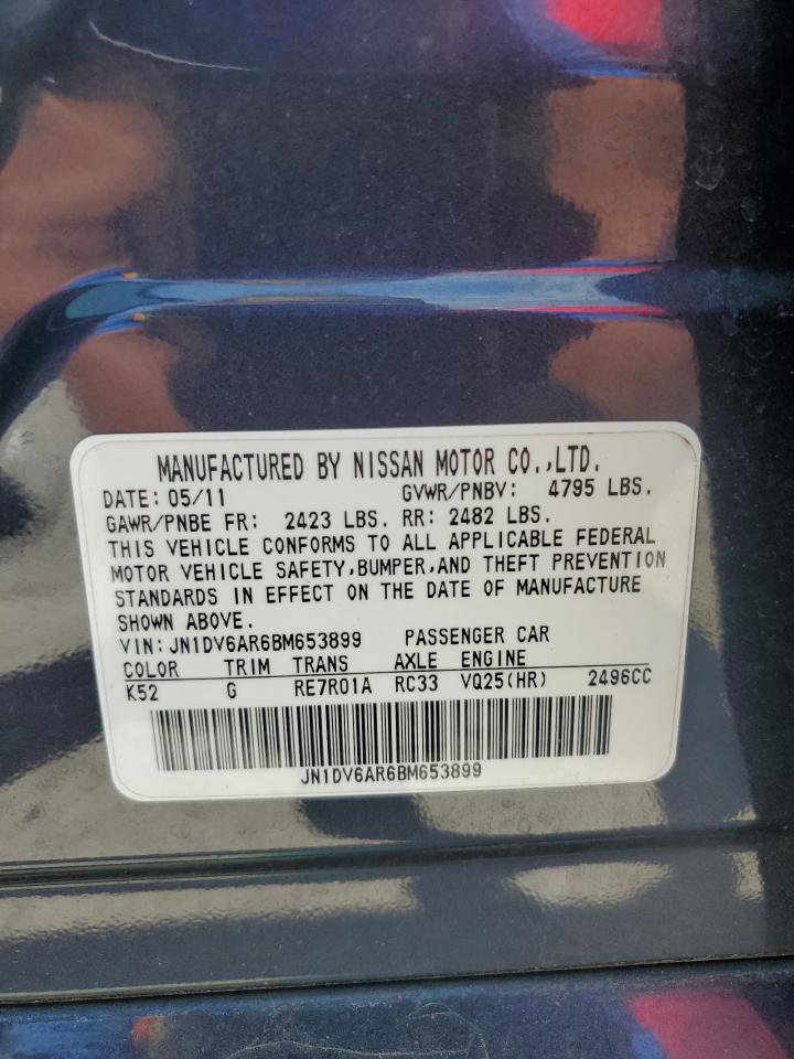 2011 Infiniti G25 VIN: JN1DV6AR6BM653899 Lot: 66029355