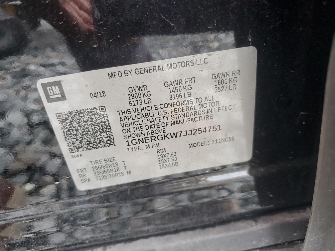 2018 Chevrolet Traverse Lt VIN: 1GNERGKW7JJ254751 Lot: 69672615