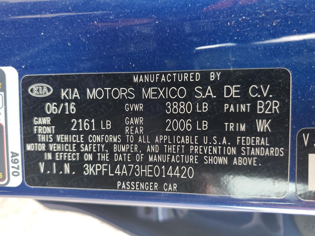 2017 Kia Forte Lx VIN: 3KPFL4A73HE014420 Lot: 70206665