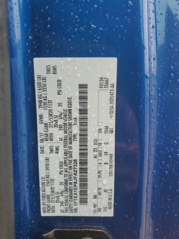 2018 Ford F150 Super Cab VIN: 1FTEX1EP8JFA27328 Lot: 70298055