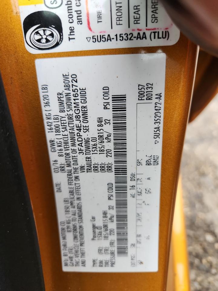 2016 Ford Fiesta Se VIN: 3FADP4EJ8GM165720 Lot: 68930085