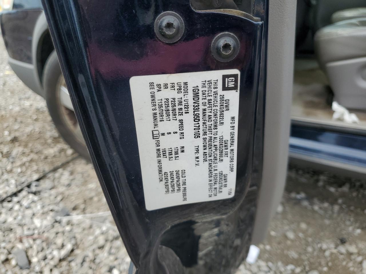 2005 Pontiac Montana Sv6 VIN: 1GMDV33L95D170105 Lot: 68202505