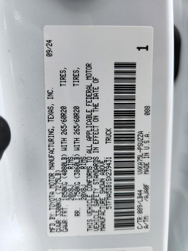 2025 Toyota Tundra Crewmax Platinum VIN: 5TFMA5DB1SX239431 Lot: 69703135
