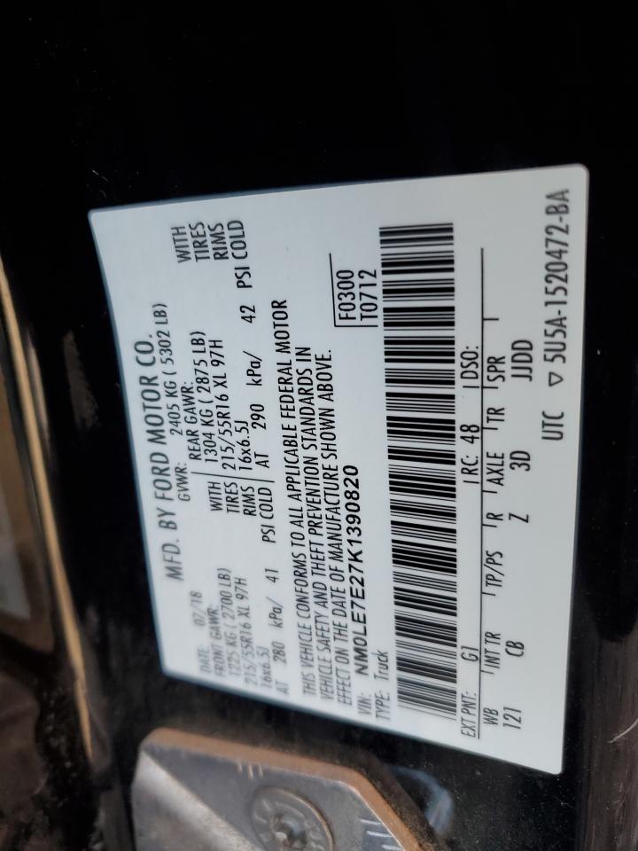 2019 Ford Transit Connect Xl VIN: NM0LE7E27K1390820 Lot: 70114675